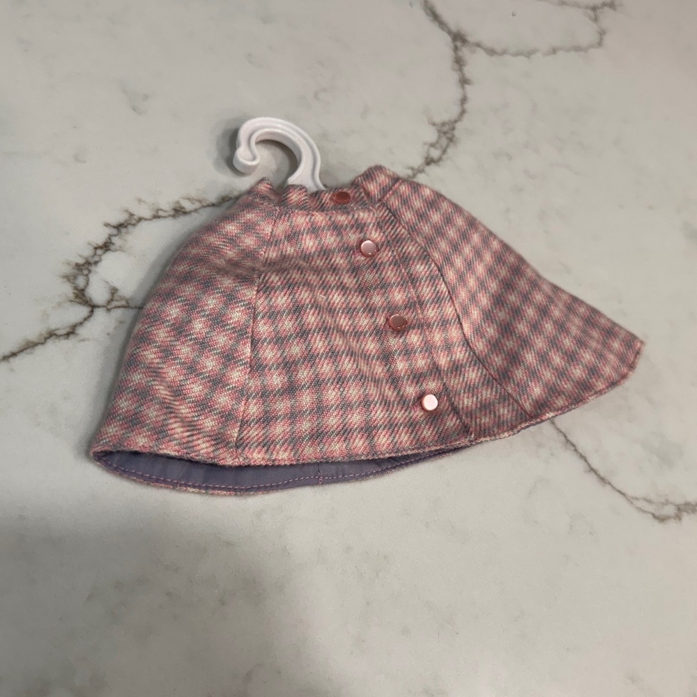 American Girl Doll Capelet Pink Plaid | 18” Doll Coat Wrap